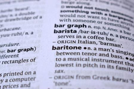 English Definition Dictionary Page Close Up Of Printed Word Of -baristaの写真素材