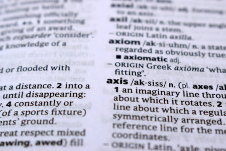 English Definition Dictionary Page Close Up Of Printed Word Of -axis