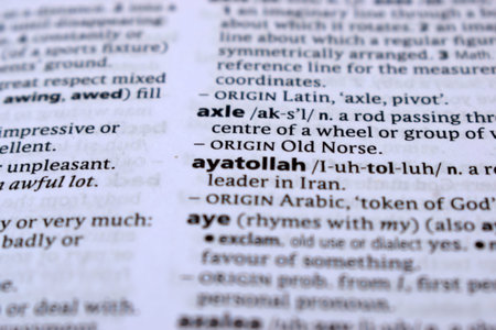 English Dictionary Page Close Up With the Word Of -axle