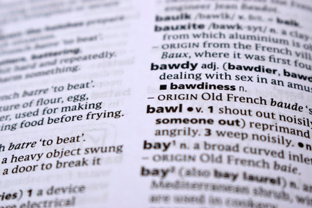 Close Up Of English Dictionary Page With Word - bawlの写真素材