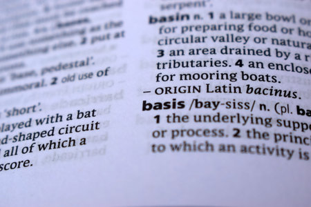 Close Up Of English Dictionary Page With Word - basis