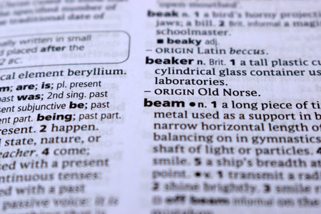 English Dictionary Page Close Up With the Word Of -beamの写真素材