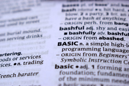 English Dictionary Page Close Up With the Word Of -BASICの写真素材