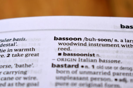 English Dictionary Page Close Up With the Word Of bassoonの写真素材