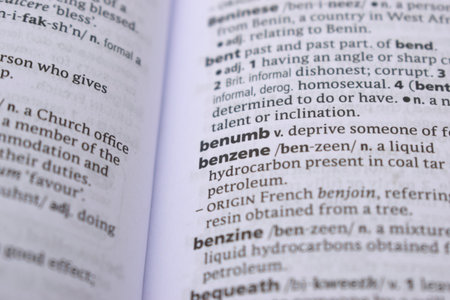 Close Up Of English Dictionary Page With Word -  benumbの写真素材