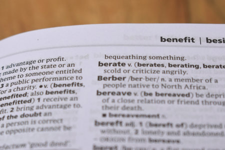 Close Up Of English Dictionary Page With Word - berateの写真素材