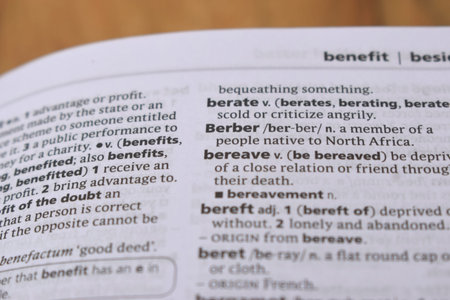 English Dictionary Page Close Up With the Word Of -berber