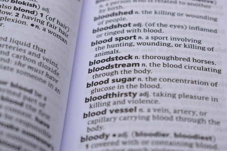 Close Up Of English Dictionary Page With Word