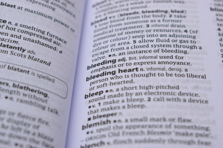 English Dictionary Page Close Up With the Word Of -bleeding heartの写真素材