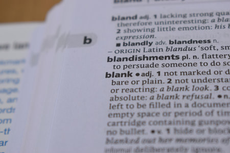 English Definition Dictionary Page Close Up Of Printed Word Of -blankの写真素材