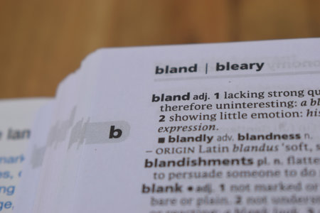 English Dictionary Page Close Up With the Word Of -blandの写真素材