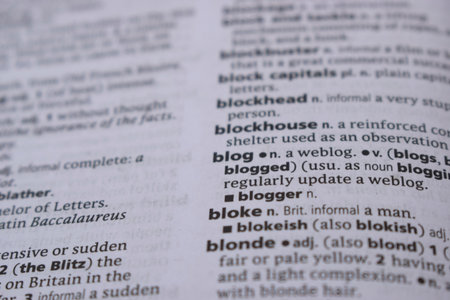 Close Up Of English Dictionary Page With Word - bloggerの写真素材