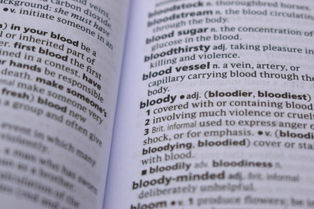English Definition Dictionary Page Close Up Of Printed Word Of