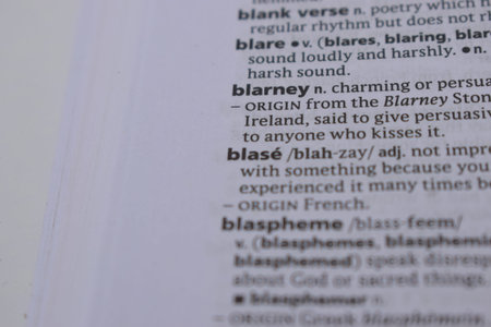 Close Up Of English Dictionary Page With Word - blarney