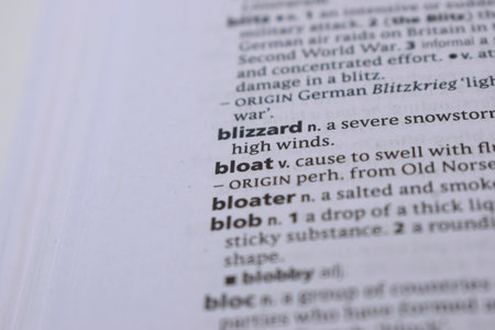 English Dictionary Page Close Up With the Word Of -bloatの写真素材