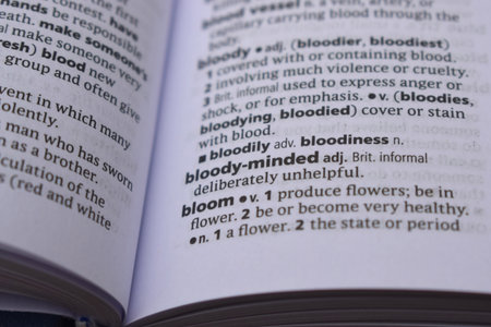 English Dictionary Page Close Up With the Word Of -bloomの写真素材