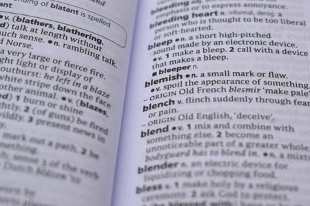 Close Up Of English Dictionary Page With Word - blenchの写真素材