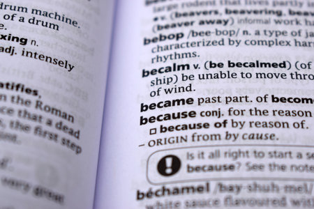 Close Up Of English Dictionary Page With Word - becameの写真素材