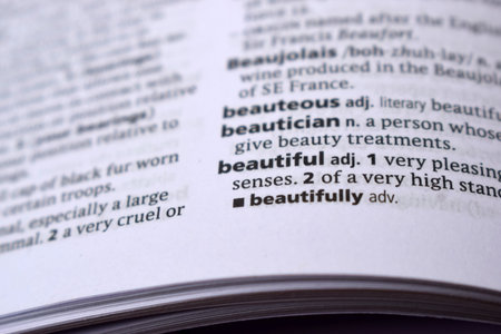 Close Up Of English Dictionary Page With Word - beautiful