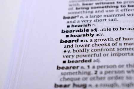 English Dictionary Page Close Up With the Word Of -beard