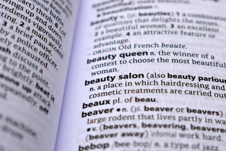 English Dictionary Page Close Up With the Word Of -beauty salonの写真素材