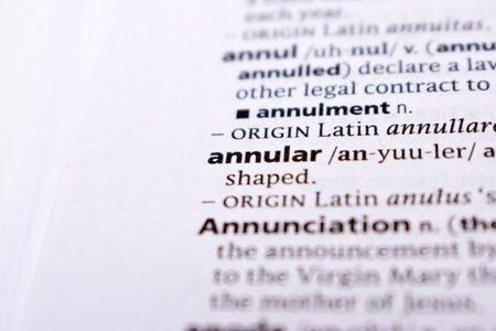 Close Up Of English Dictionary Page With Word - annularの写真素材