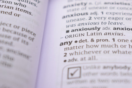 English Dictionary Page Close Up With the Word Of -anyの写真素材