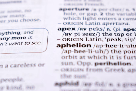 Close Up Of English Dictionary Page With Word - apex