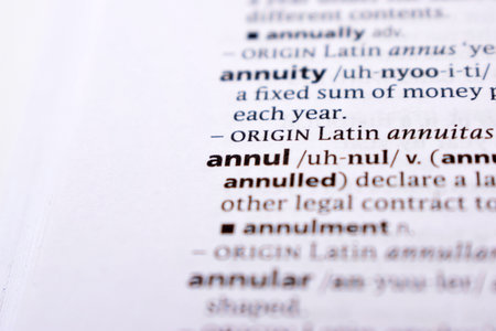 English Dictionary Page Close Up With the Word Of -annulの写真素材