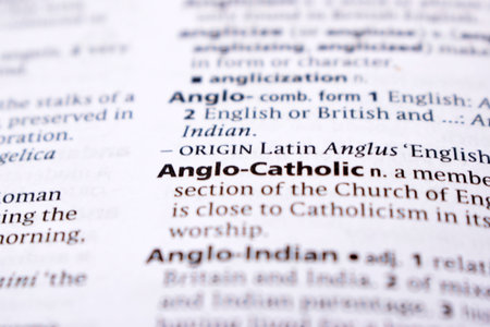 English Dictionary Page Close Up With the Word Of -Anglo - Catholicの写真素材