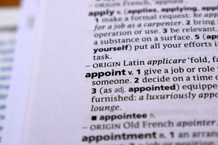 English Dictionary Page Close Up With the Word Of -appointの写真素材