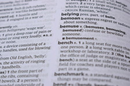 English Dictionary Page Close Up With the Word Of -bemuseの写真素材
