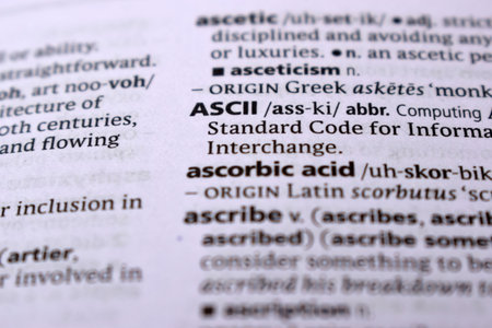 Close Up Of English Dictionary Page With Word - ASCIIの写真素材