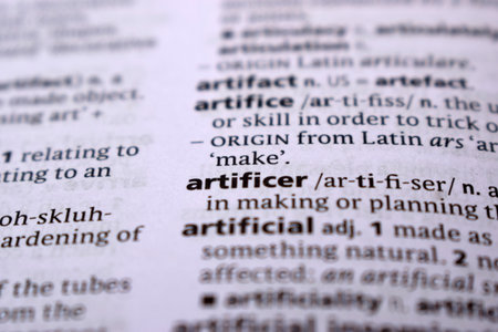English Dictionary Page Close Up With the Word Of -artificerの写真素材
