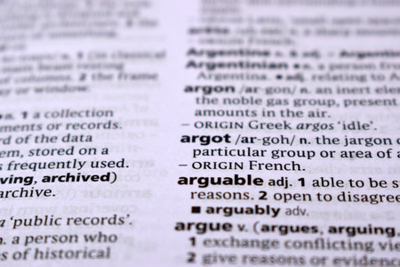 Close Up Of English Dictionary Page With Word - argotの写真素材