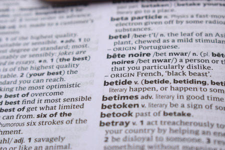 Close Up Of English Dictionary Page With Word - betideの写真素材