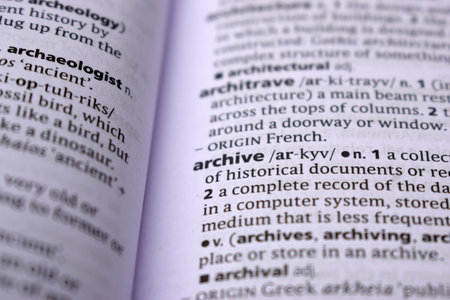 Close Up Of English Dictionary Page With Word - archive