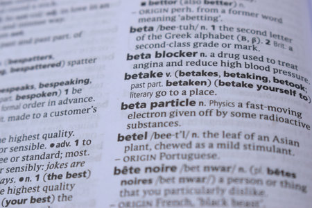 English Dictionary Page Close Up With the Word Of -betake