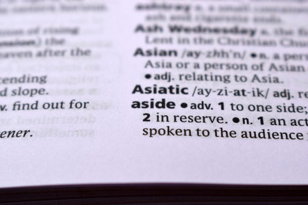 English Dictionary Page Close Up With the Word Of -aside