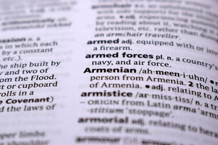 English Dictionary Page Close Up With the Word Of -armenianの写真素材