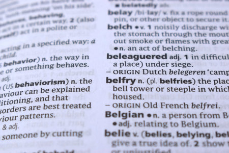 English Dictionary Page Close Up With the Word Of - belfryの写真素材