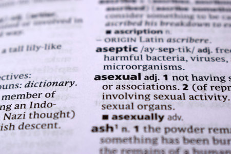 Close Up Of English Dictionary Page With Word - asexual