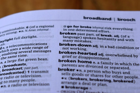 English Dictionary Page Print Close Up With The Word Meaning Of -broken-down