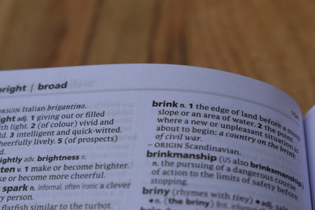 Definition Of English Dictionary Close Up Of Page Print With Word - brinkの写真素材