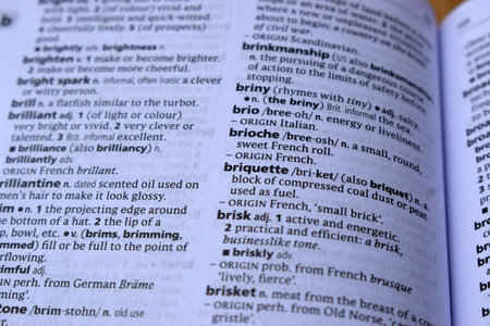 Definition Of English Dictionary Close Up Of Page Print With Wordの写真素材
