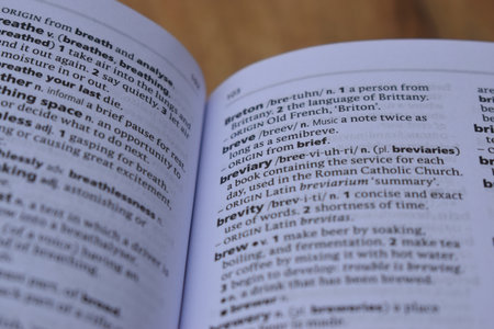 Definition Of English Dictionary Close Up Of Page Print With Word - breviaryの写真素材