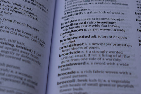English Dictionary Page Print Close Up With The Word Meaning Of -broadloomの写真素材