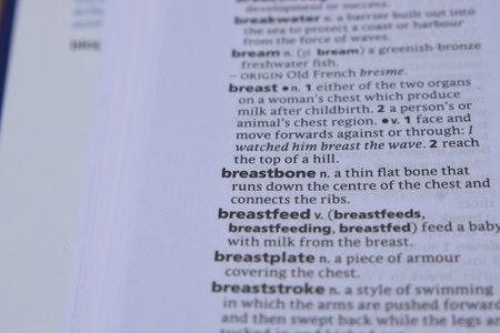 English Dictionary Page Print Close Up With The Word Meaning Of -breastboneの写真素材