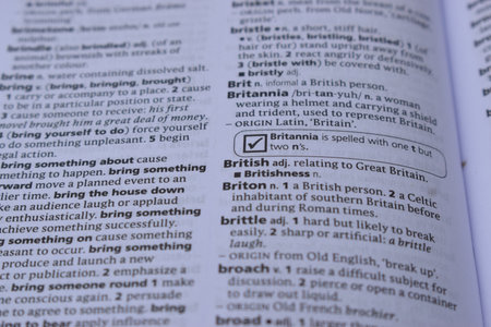 English Dictionary Page Print Close Up With The Word Meaning Of -britonの写真素材