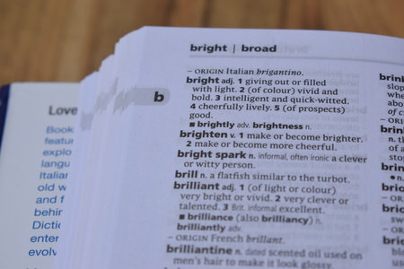 English Dictionary Page Print Close Up With The Word Meaning Of -brightenの写真素材